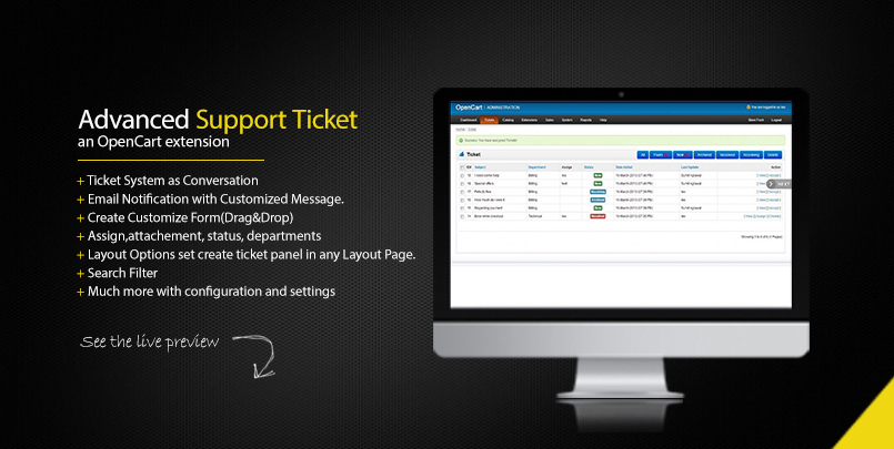 OpenCart Advanced Support Ticket
